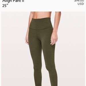 Lululemon align - olive new 25in/ size 4